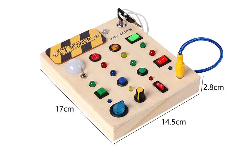 Montessori Toddler Toys Baby Wooden Busy Board Sensory Toys with Light Switch Control Board Fine Motor Activities Toys For Kids