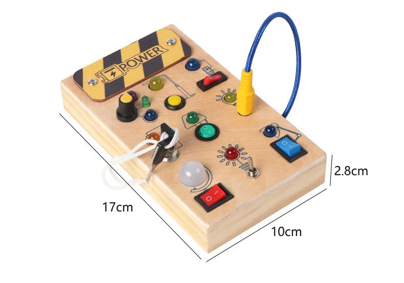 Montessori Toddler Toys Baby Wooden Busy Board Sensory Toys with Light Switch Control Board Fine Motor Activities Toys For Kids