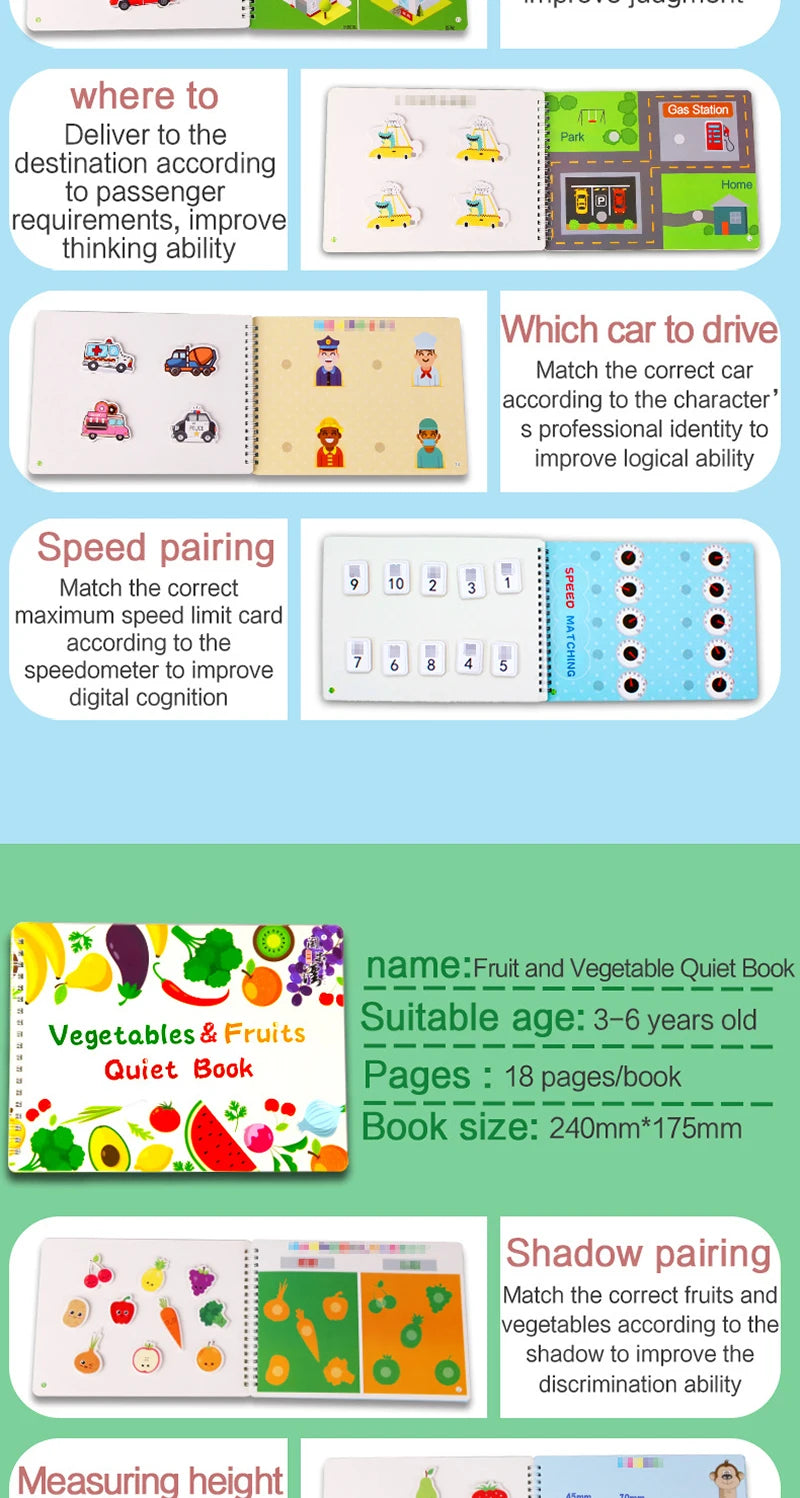 Quiet Busy Book Baby Montessori Material Toys Sticker Busy Board Matching Games Early Educational Learning Toys For Toddler