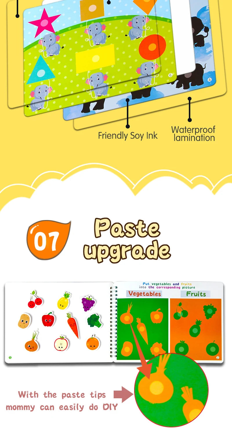 Quiet Busy Book Baby Montessori Material Toys Sticker Busy Board Matching Games Early Educational Learning Toys For Toddler