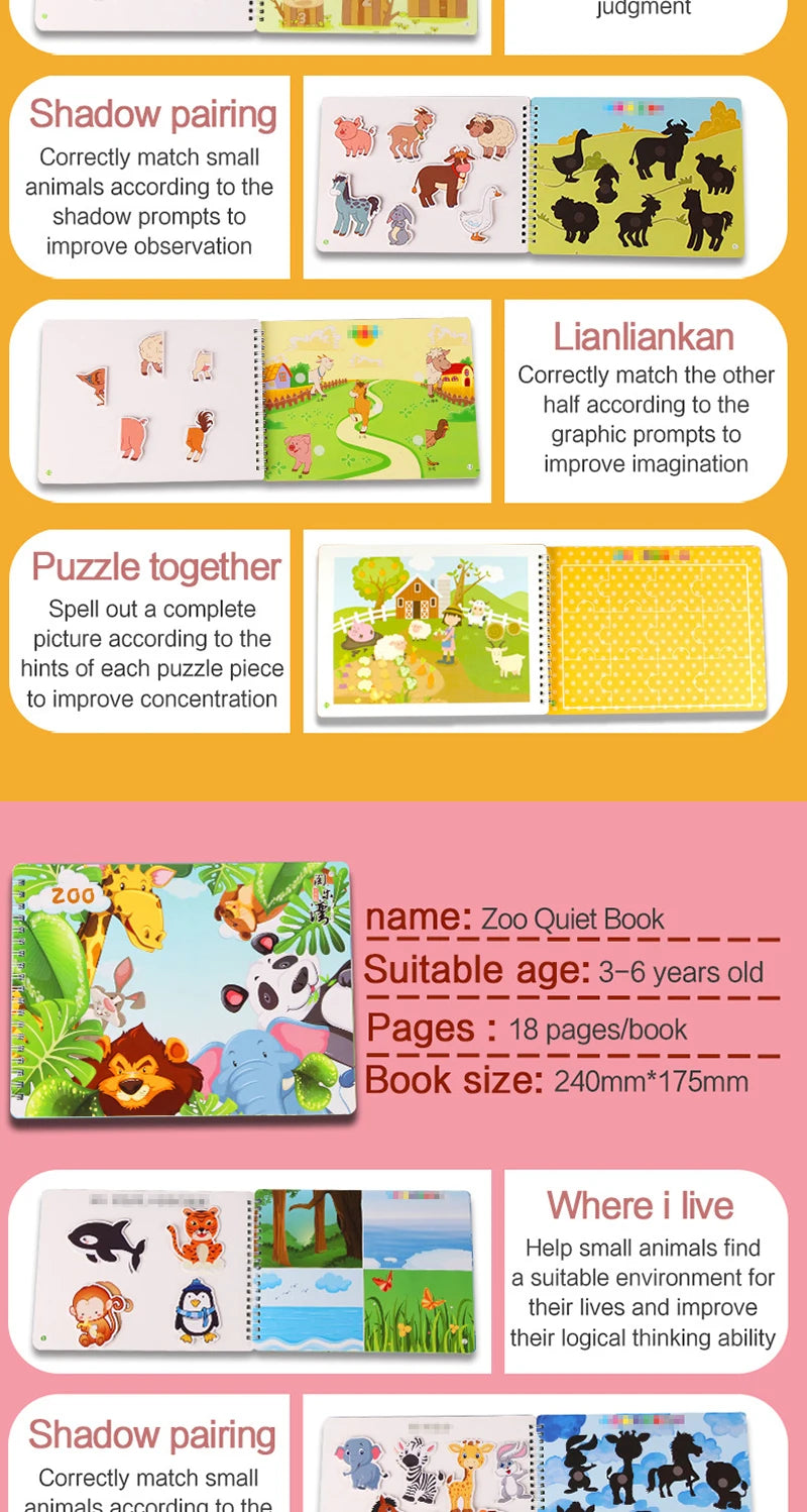 Quiet Busy Book Baby Montessori Material Toys Sticker Busy Board Matching Games Early Educational Learning Toys For Toddler