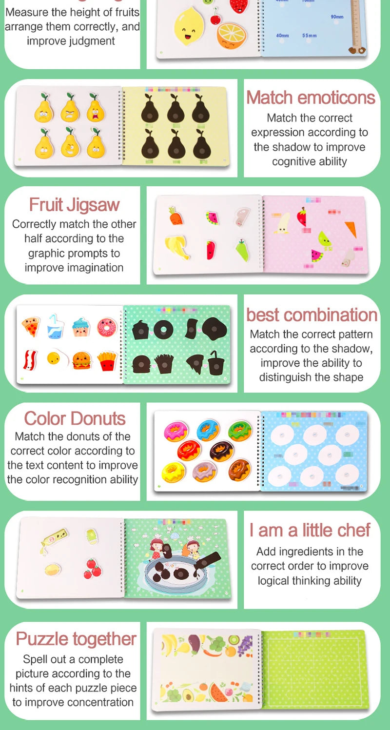 Quiet Busy Book Baby Montessori Material Toys Sticker Busy Board Matching Games Early Educational Learning Toys For Toddler