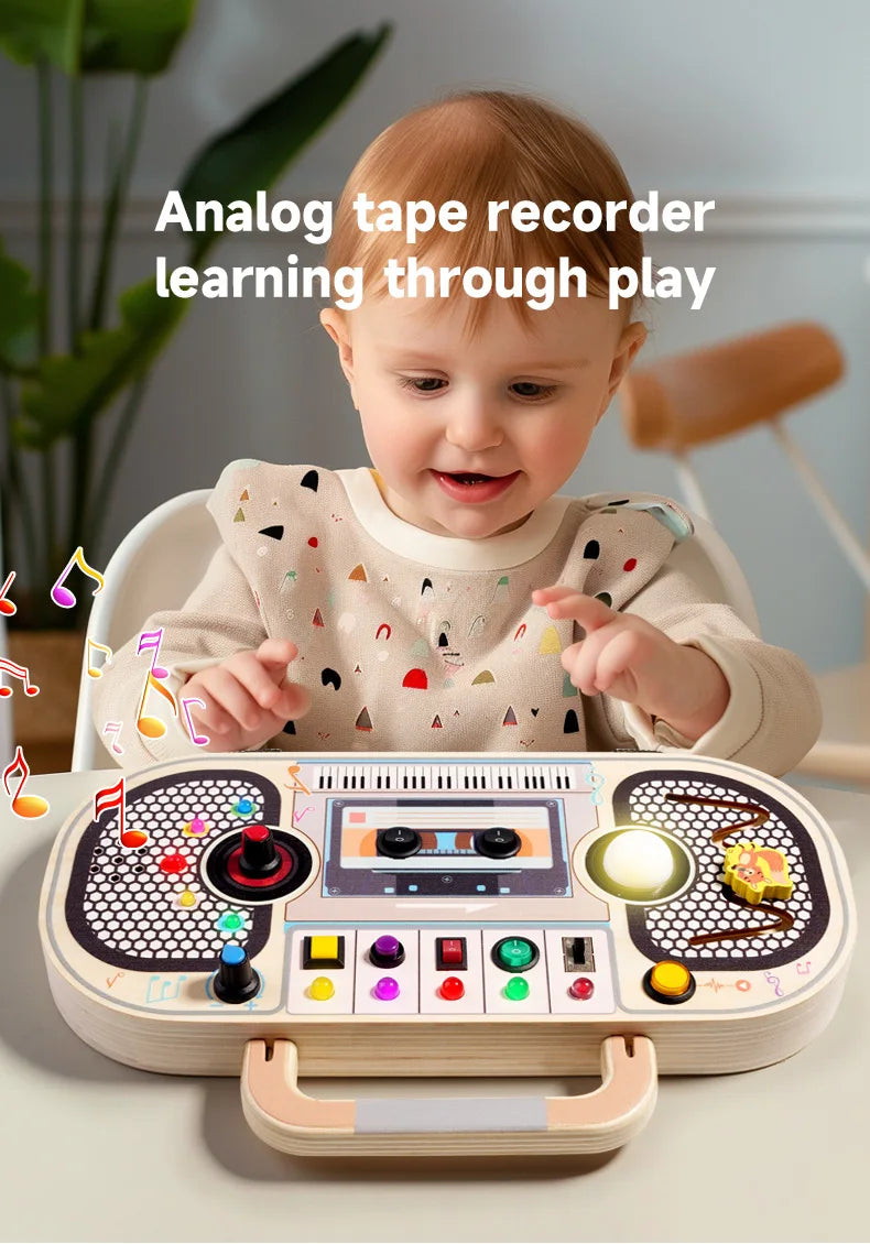 Montessori Toddler Toys Baby Wooden Busy Board Sensory Toys with Light Switch Control Board Fine Motor Activities Toys For Kids