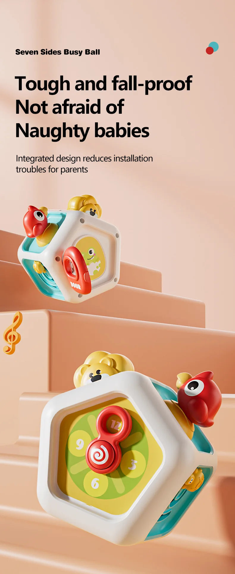 Baby Montessori Busy Board Sensory Busy Board Baby Practice Skills Activity Cube Early Educational Travel Toys For Toddlers 1-3