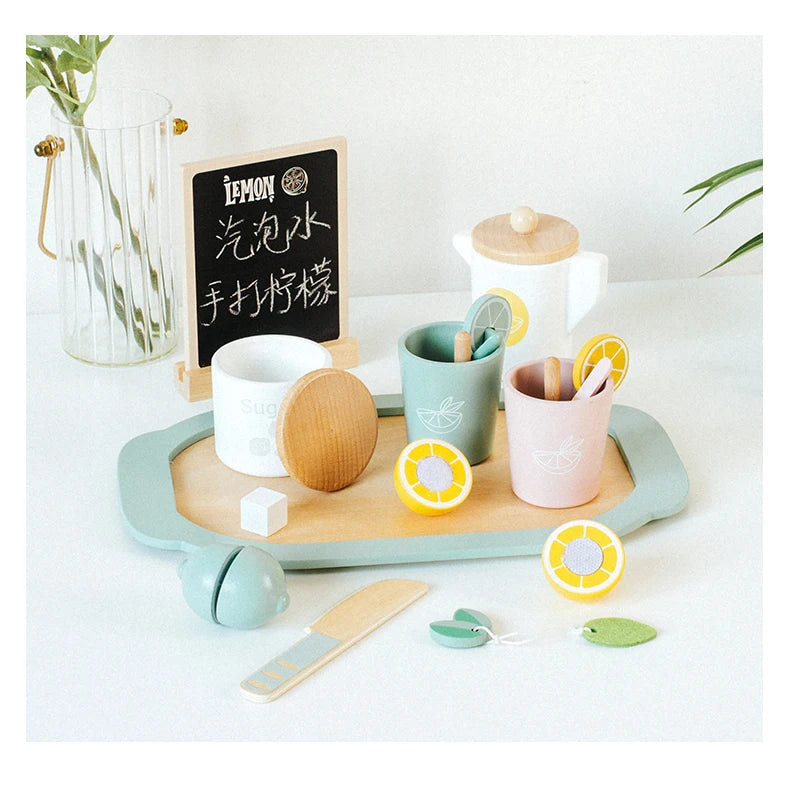 Wooden Playhous Simulation Kitchen Toys for Toddlers,Montessori Simulation Coffer Maker Accessories Kitchen Playset Toy