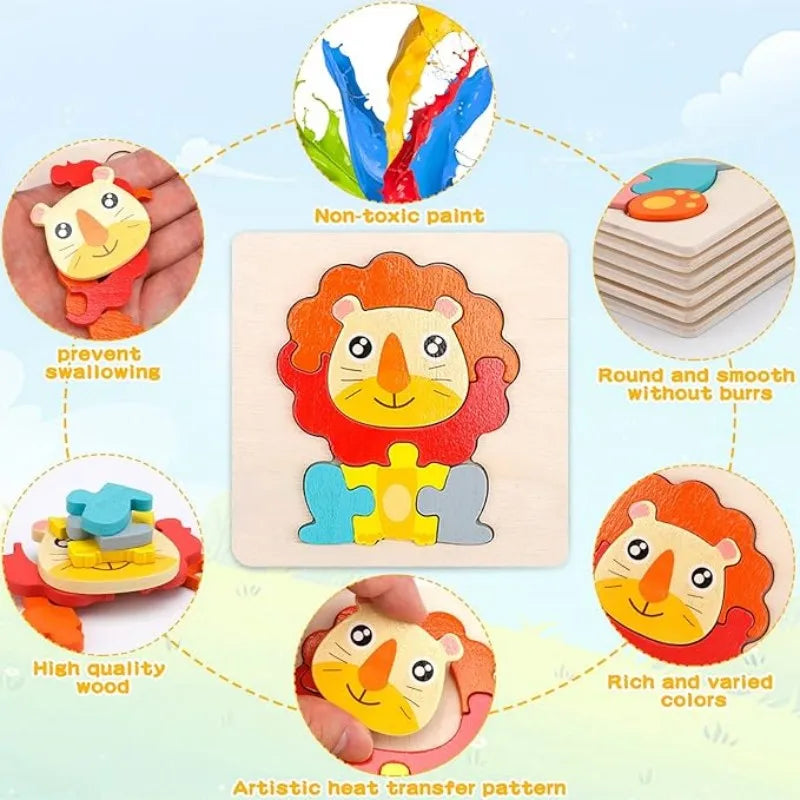 Montessori Toddler Wooden Puzzle Set Baby Kids Games Educational And Learning Intelligence Toys 1 2 3 4 Years