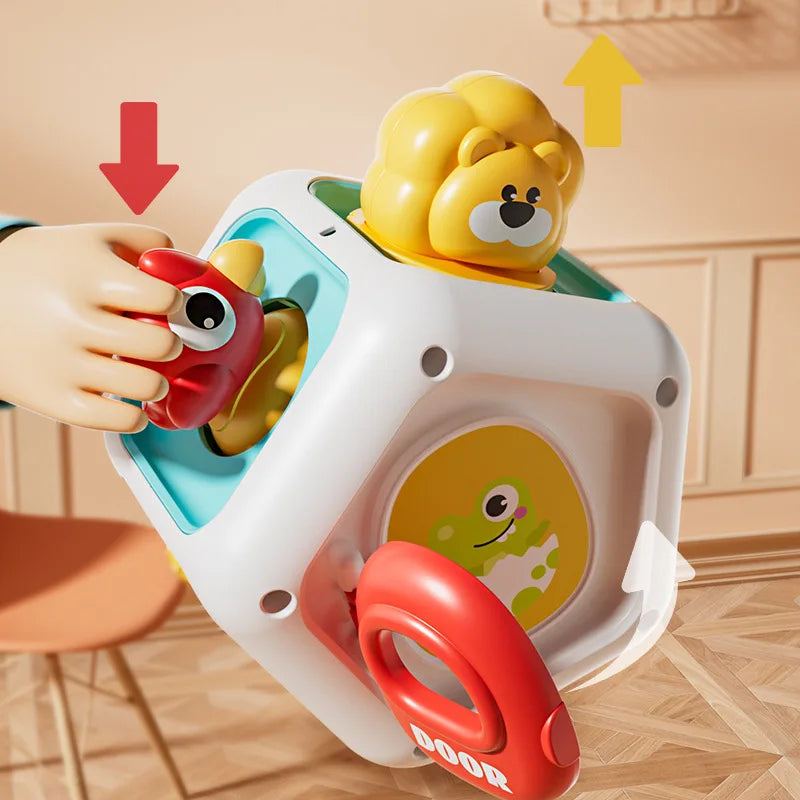 Baby Montessori Busy Board Sensory Busy Board Baby Practice Skills Activity Cube Early Educational Travel Toys For Toddlers 1-3