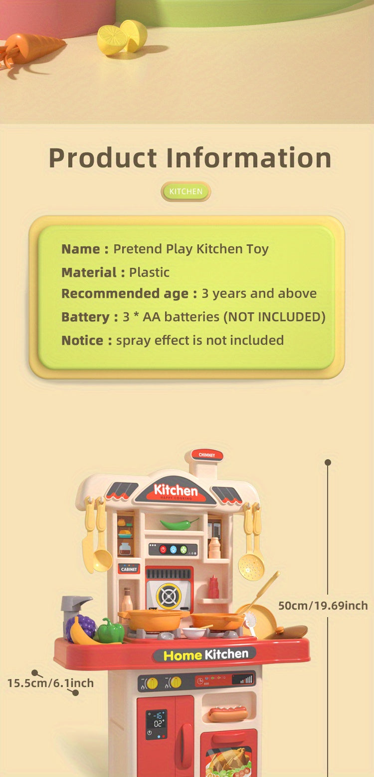 Realistic Pretend Play Cooking Toy for Kids, Chef Playset Kitchen Accessories, Lights & Sounds,for Toddles Girls Boys Ages 3+