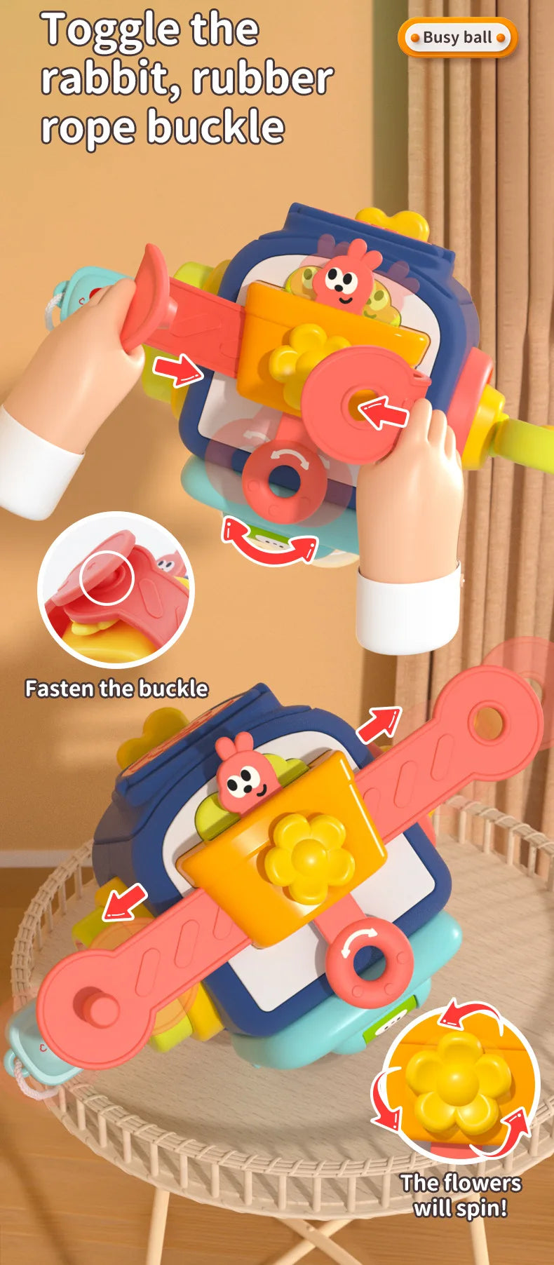 Baby Montessori Busy Board Sensory Busy Board Baby Practice Skills Activity Cube Early Educational Travel Toys For Toddlers 1-3