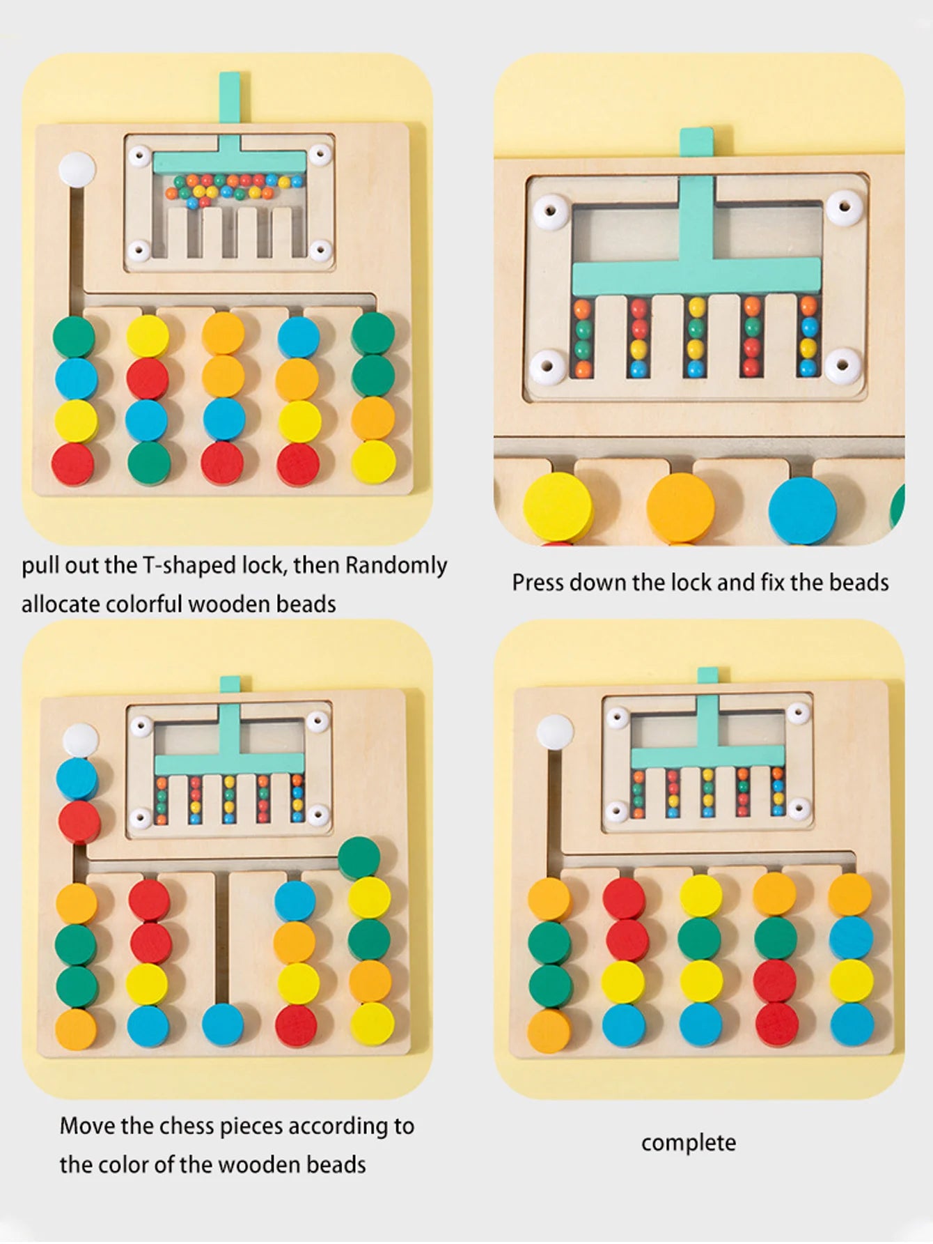 Montessori Wooden Color Matching Puzzles, Logic Game,Thinking Training Enlightenment Hand-eye Coordination Early Educational Toy
