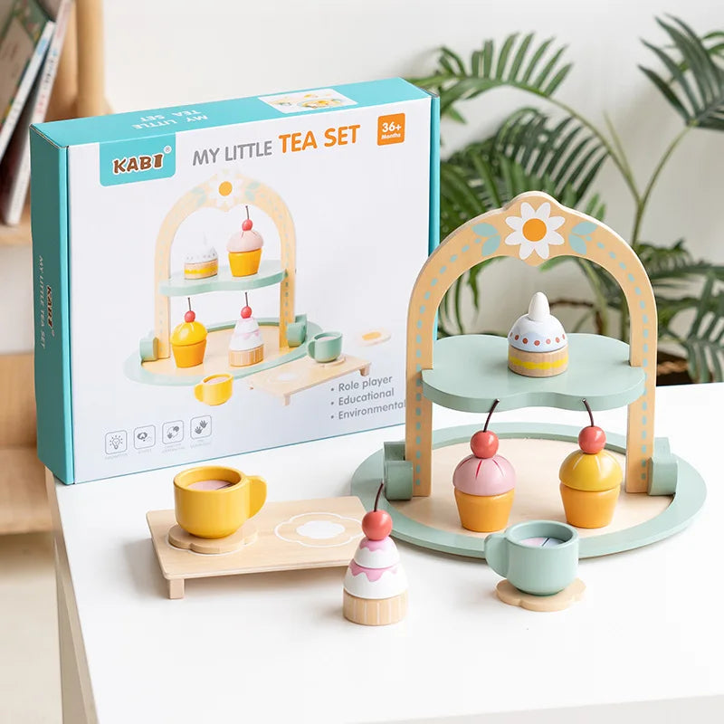 Wooden Playhous Simulation Kitchen Toys for Toddlers,Montessori Simulation Coffer Maker Accessories Kitchen Playset Toy