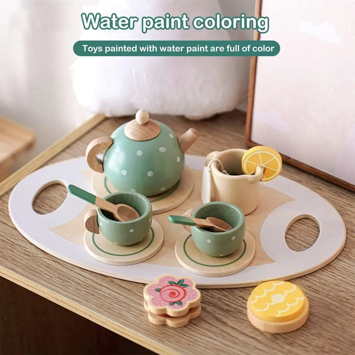 Wooden Playhous Simulation Kitchen Toys for Toddlers,Montessori Simulation Coffer Maker Accessories Kitchen Playset Toy