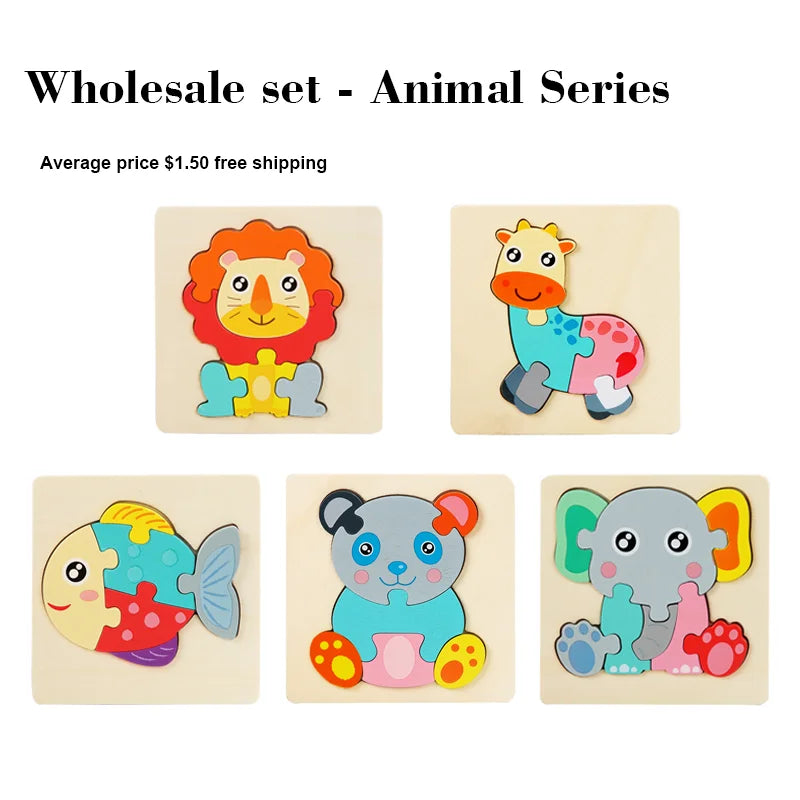 Montessori Toddler Wooden Puzzle Set Baby Kids Games Educational And Learning Intelligence Toys 1 2 3 4 Years