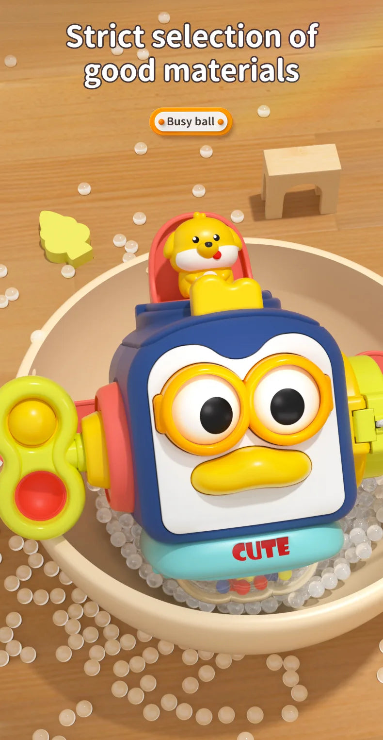 Baby Montessori Busy Board Sensory Busy Board Baby Practice Skills Activity Cube Early Educational Travel Toys For Toddlers 1-3