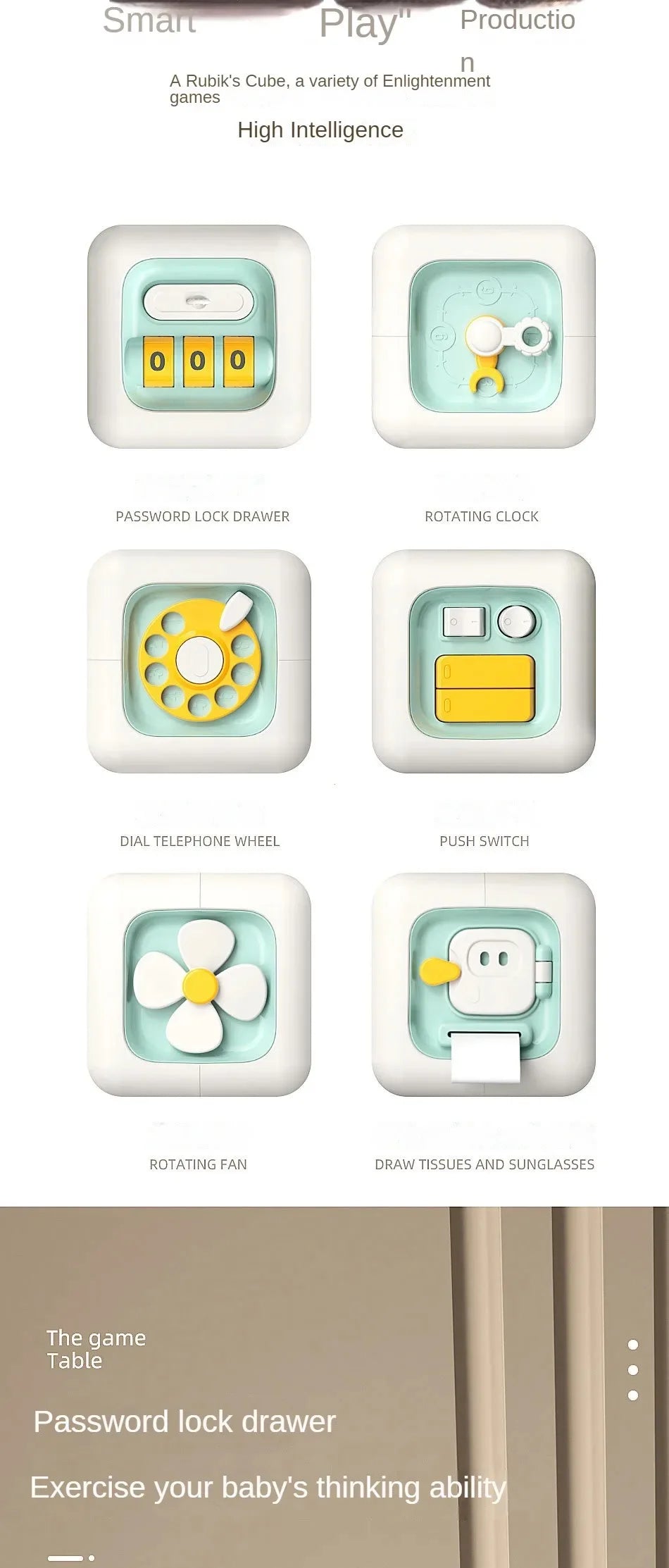 Baby Practice Skills Drawer Cube 6 in 1 Montessori Educational Toys  Sensory Busy Board Fidget Educational Toys for Girl Boy