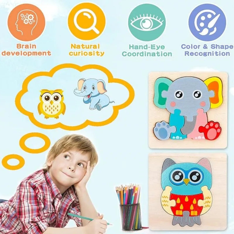 Montessori Toddler Wooden Puzzle Set Baby Kids Games Educational And Learning Intelligence Toys 1 2 3 4 Years