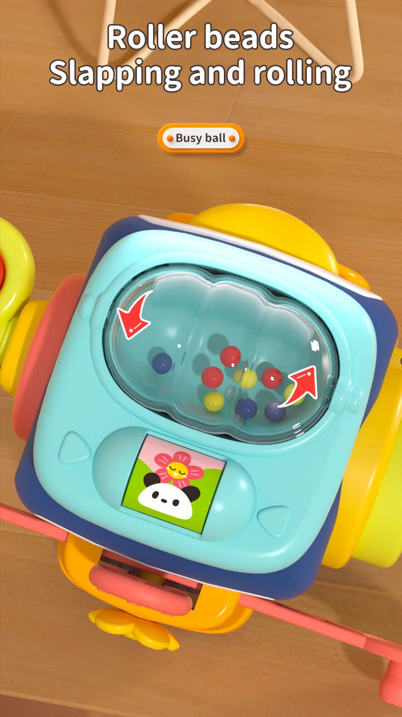 Baby Montessori Busy Board Sensory Busy Board Baby Practice Skills Activity Cube Early Educational Travel Toys For Toddlers 1-3