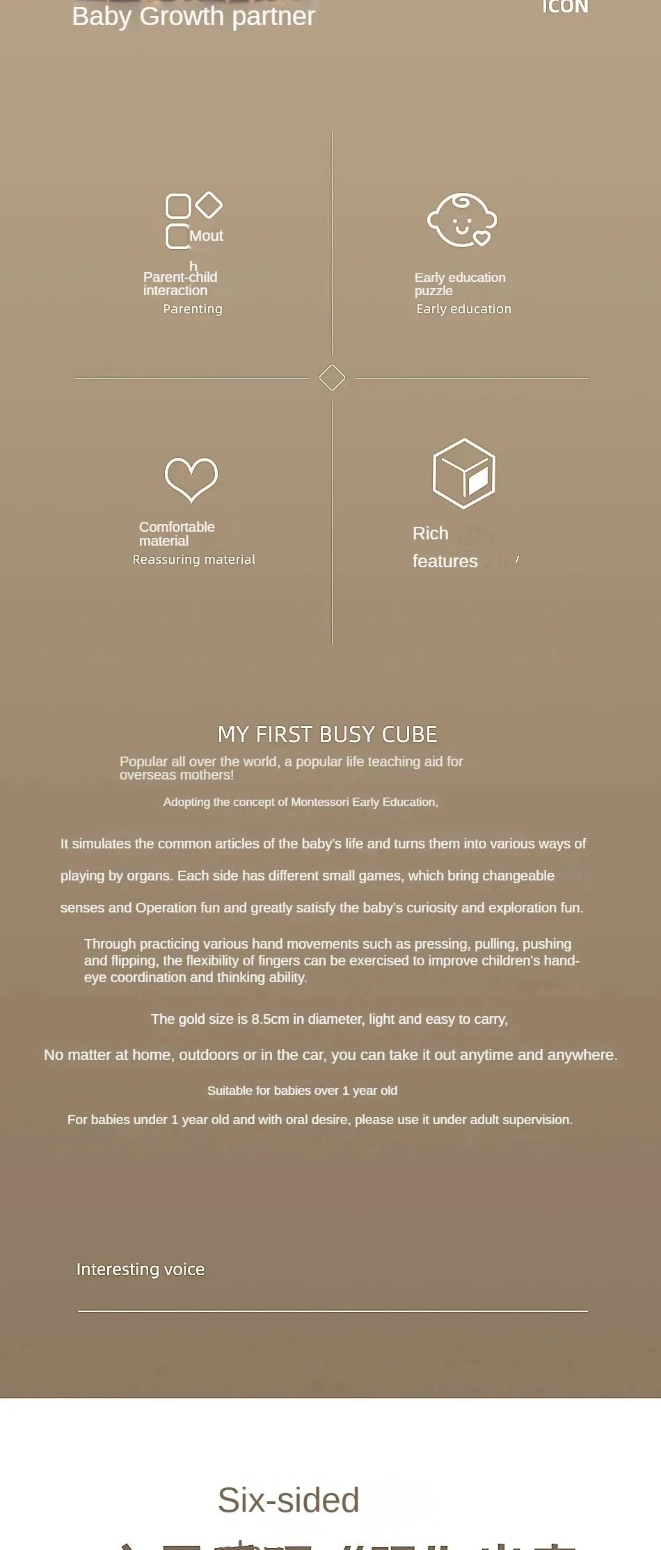 Baby Practice Skills Drawer Cube 6 in 1 Montessori Educational Toys  Sensory Busy Board Fidget Educational Toys for Girl Boy