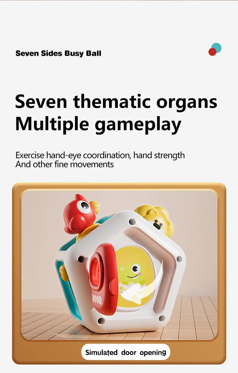 Baby Montessori Busy Board Sensory Busy Board Baby Practice Skills Activity Cube Early Educational Travel Toys For Toddlers 1-3