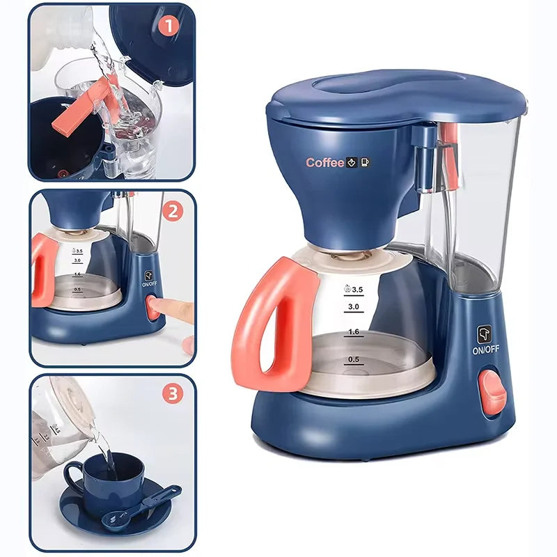 Mini Household Appliances Kitchen Toys Pretend Play Set with Coffee Maker Blender Mixer and Toaster for Kids Boys Girls Gifts