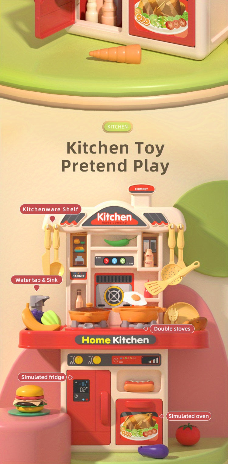Realistic Pretend Play Cooking Toy for Kids, Chef Playset Kitchen Accessories, Lights & Sounds,for Toddles Girls Boys Ages 3+