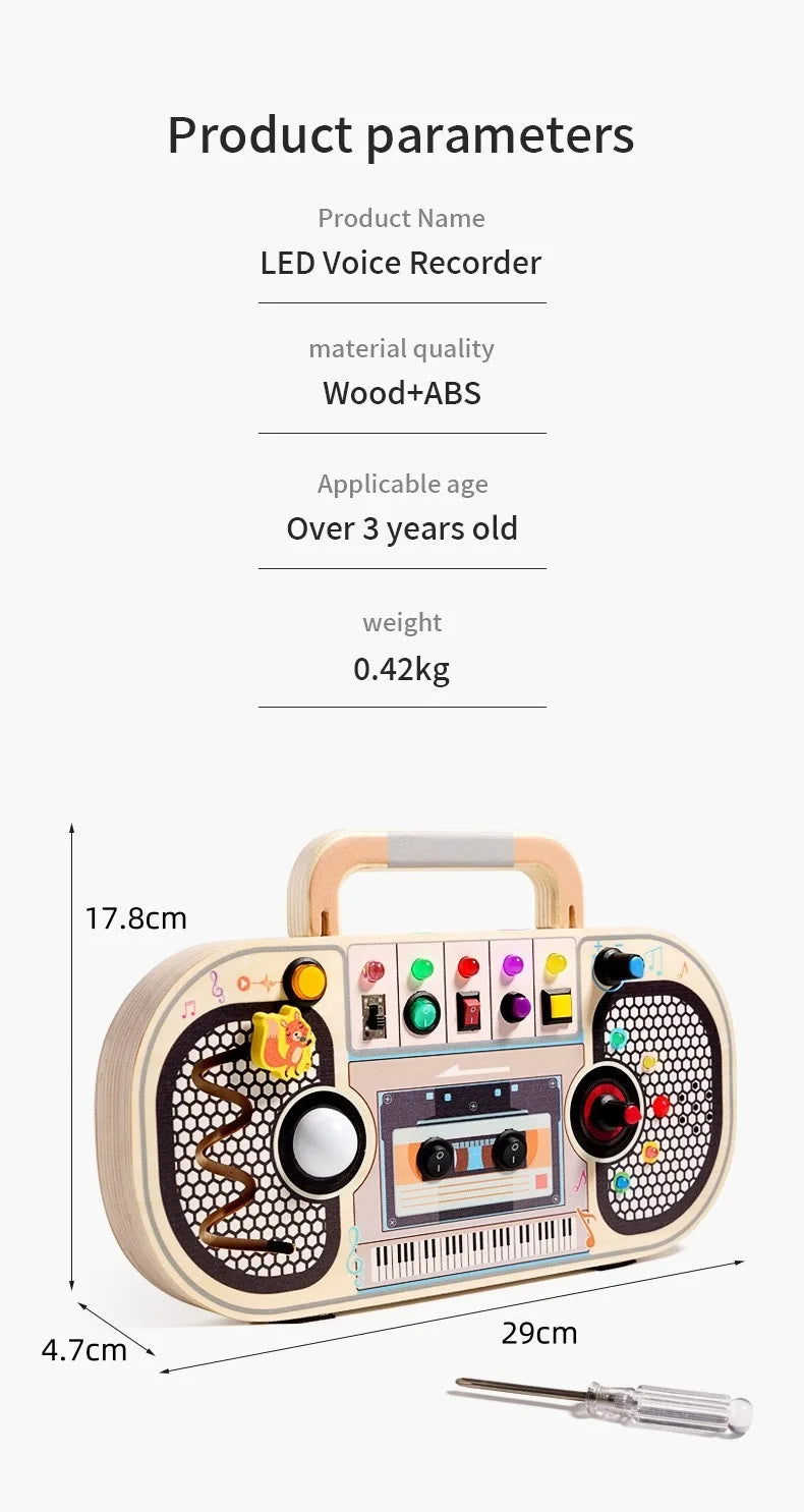 Montessori Toddler Toys Baby Wooden Busy Board Sensory Toys with Light Switch Control Board Fine Motor Activities Toys For Kids