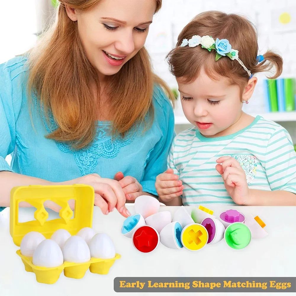 Montessori Eggs Screws 3D Puzzle Early Education Math Toys Kids Shape Match Smart Game For Kids Educational Easter Gifts