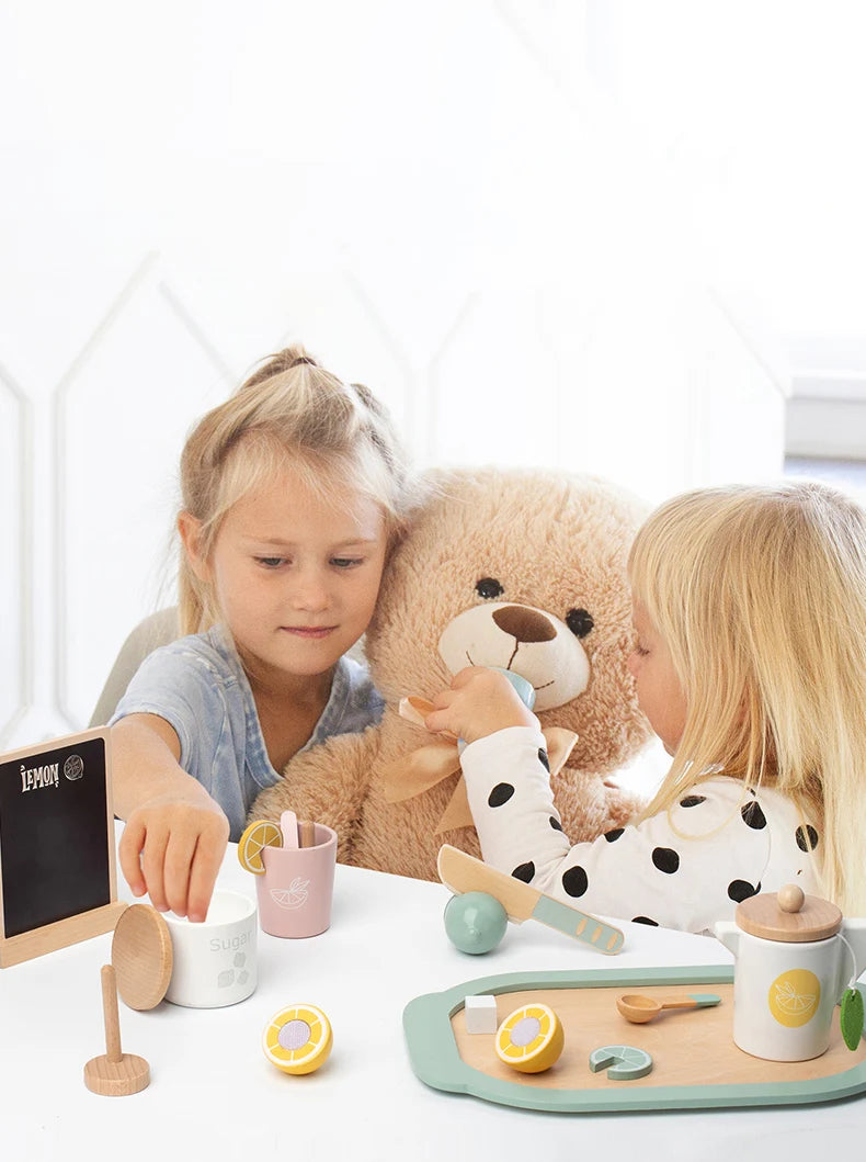 Wooden Playhous Simulation Kitchen Toys for Toddlers,Montessori Simulation Coffer Maker Accessories Kitchen Playset Toy