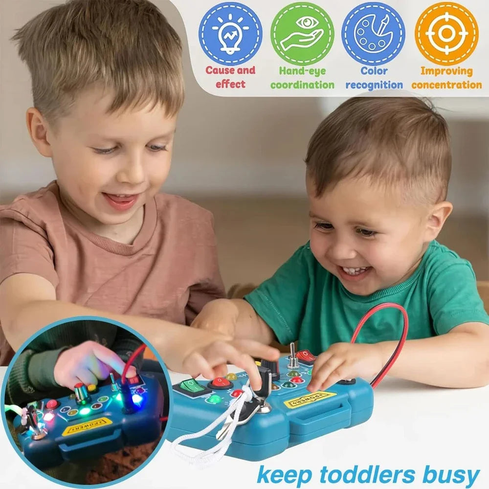 Busy Board Led Lights Switch Sensory Montessori Toys Portable Electric Puzzle Early Educational Puzzle Toy for Toddler Kids Gift