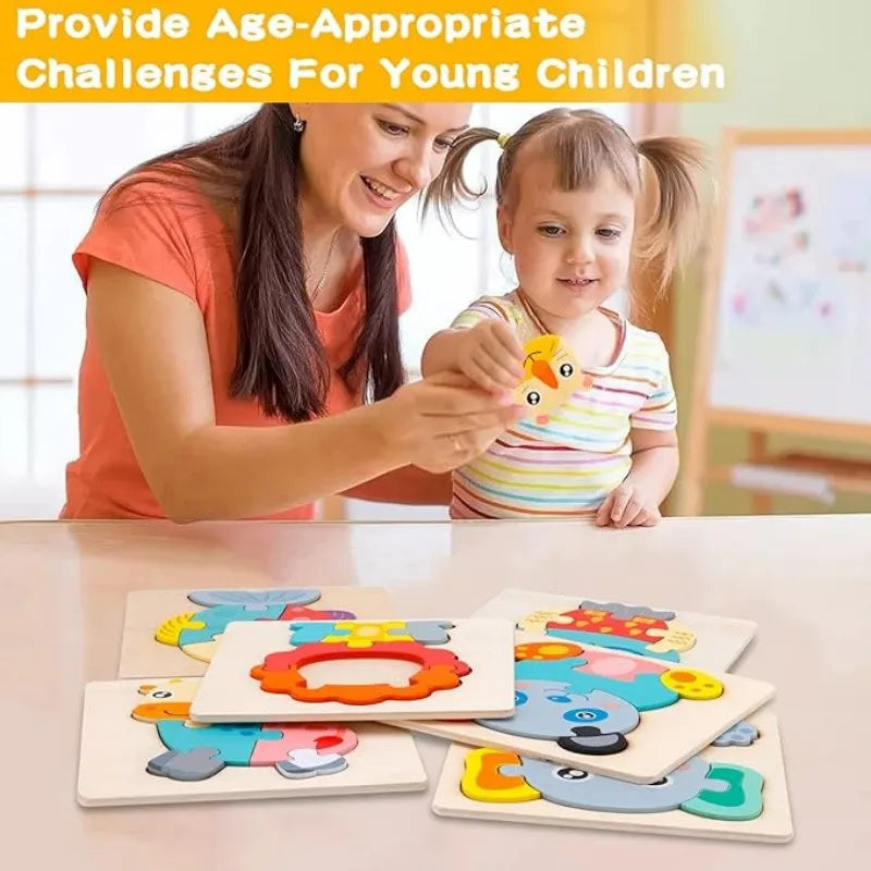 Montessori Toddler Wooden Puzzle Set Baby Kids Games Educational And Learning Intelligence Toys 1 2 3 4 Years