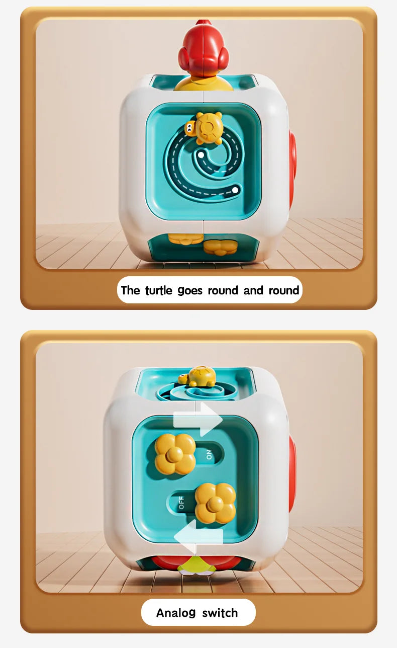 Baby Montessori Busy Board Sensory Busy Board Baby Practice Skills Activity Cube Early Educational Travel Toys For Toddlers 1-3