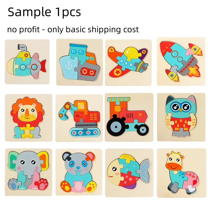 Montessori Toddler Wooden Puzzle Set Baby Kids Games Educational And Learning Intelligence Toys 1 2 3 4 Years