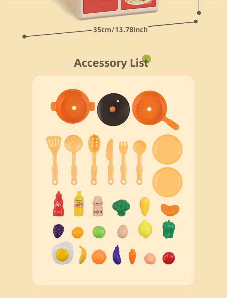 Realistic Pretend Play Cooking Toy for Kids, Chef Playset Kitchen Accessories, Lights & Sounds,for Toddles Girls Boys Ages 3+