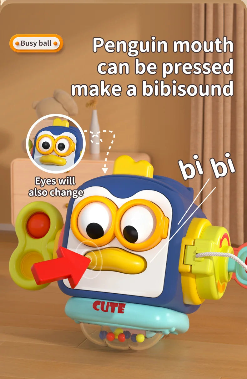 Baby Montessori Busy Board Sensory Busy Board Baby Practice Skills Activity Cube Early Educational Travel Toys For Toddlers 1-3