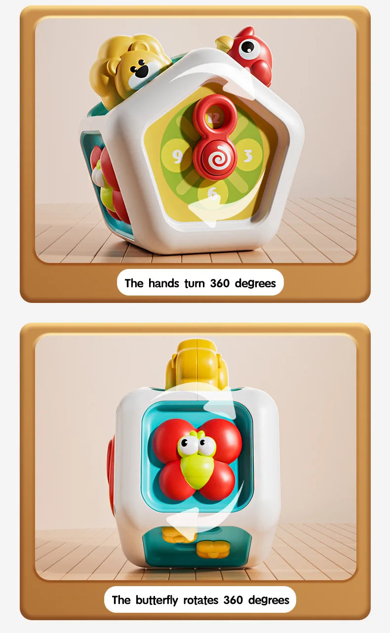 Baby Montessori Busy Board Sensory Busy Board Baby Practice Skills Activity Cube Early Educational Travel Toys For Toddlers 1-3