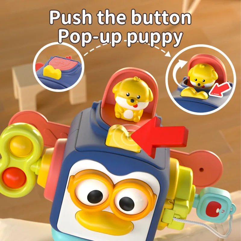 Baby Montessori Busy Board Sensory Busy Board Baby Practice Skills Activity Cube Early Educational Travel Toys For Toddlers 1-3