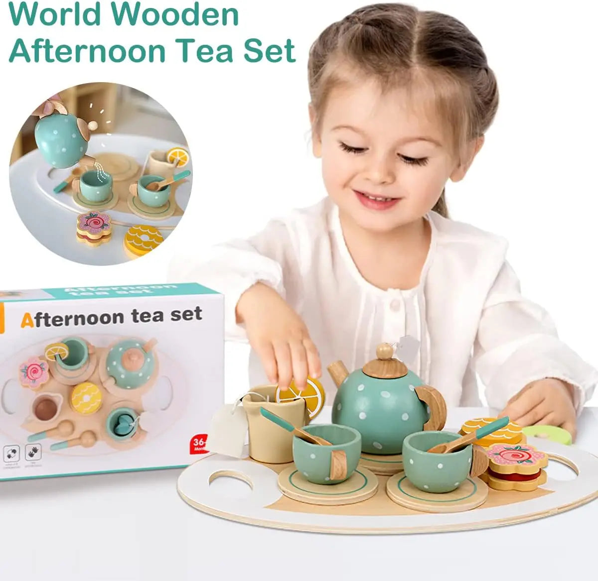 Wooden Playhous Simulation Kitchen Toys for Toddlers,Montessori Simulation Coffer Maker Accessories Kitchen Playset Toy