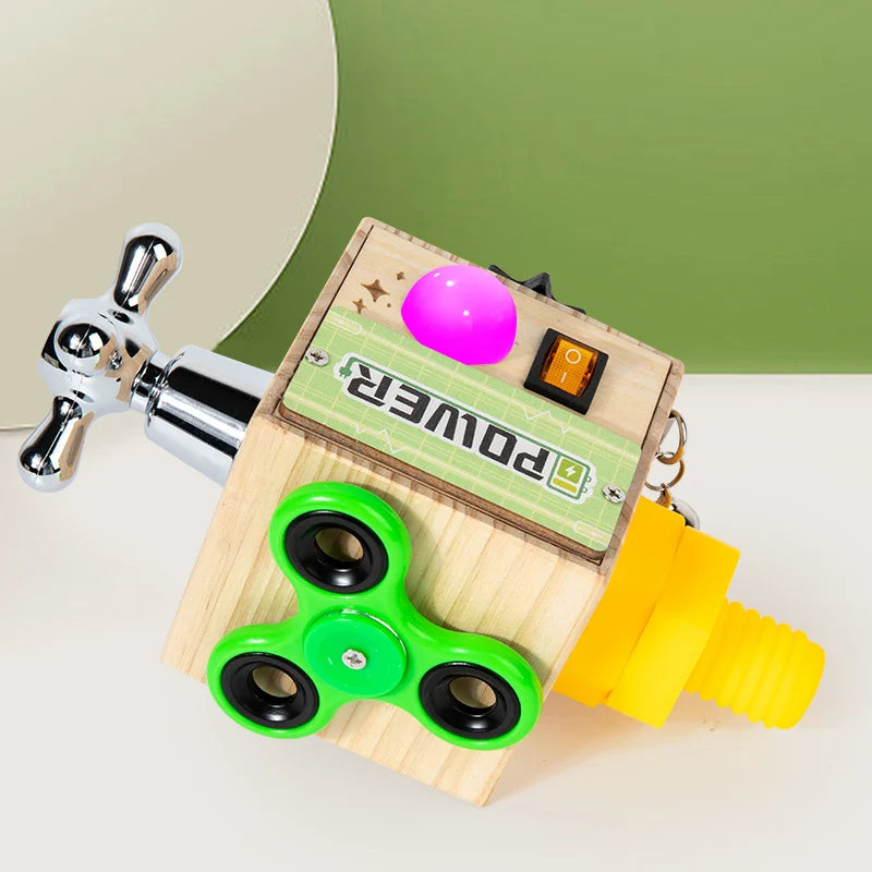 Montessori Toys Wooden Busy Board Switch Toys With Button LED Lights Sensory Travel Toys for Toddler Preschool Learning Activity