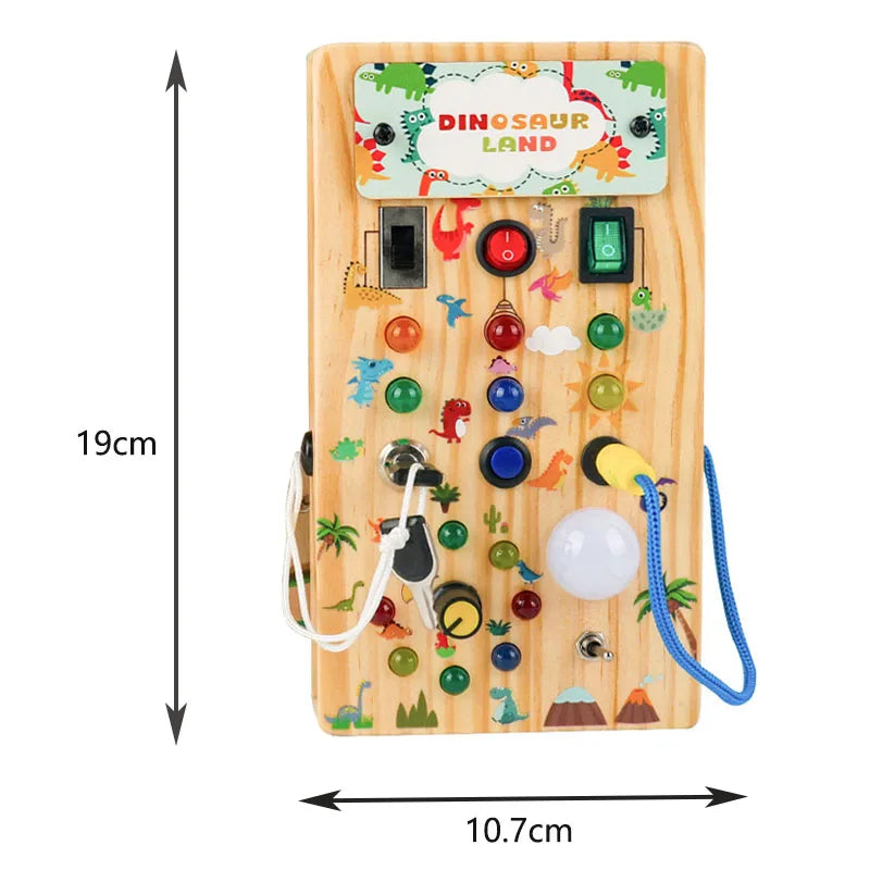 Montessori Toys Wooden Busy Board Switch Toys With Button LED Lights Sensory Travel Toys for Toddler Preschool Learning Activity