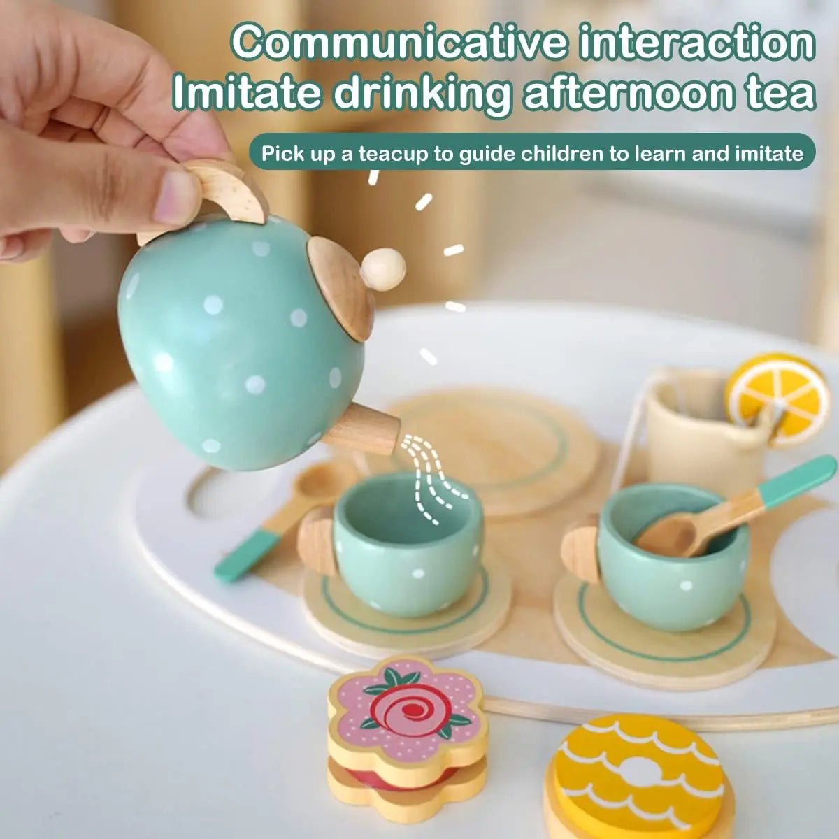 Wooden Playhous Simulation Kitchen Toys for Toddlers,Montessori Simulation Coffer Maker Accessories Kitchen Playset Toy